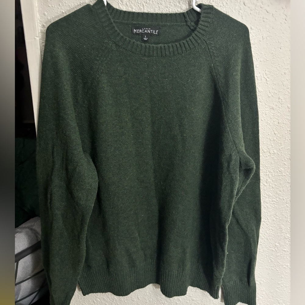 J. Crew Forest Green Men’s Crewneck Sweater Size Large